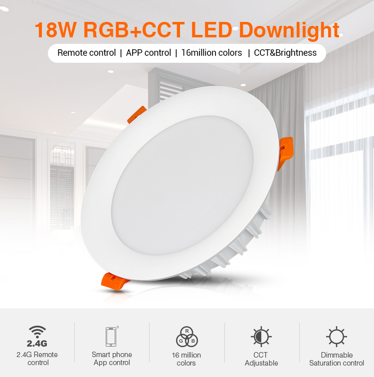 Mi-Light vestavné LED svítidlo do podhledu RGB+CCT | 18W | 1500lm |  2,4GHz+WiFi | LEDshopik.cz