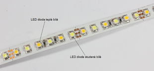 LED pásek CCT 2835 EPISTAR | 120LED | 9,6W | 12V | IP65 | 10MM | 