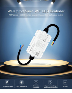 Voděodolná WiFi řídící jednotka Mi-Light WL5-WP pro LED pásky |12V-24V |15A| IP67 | TUYA |